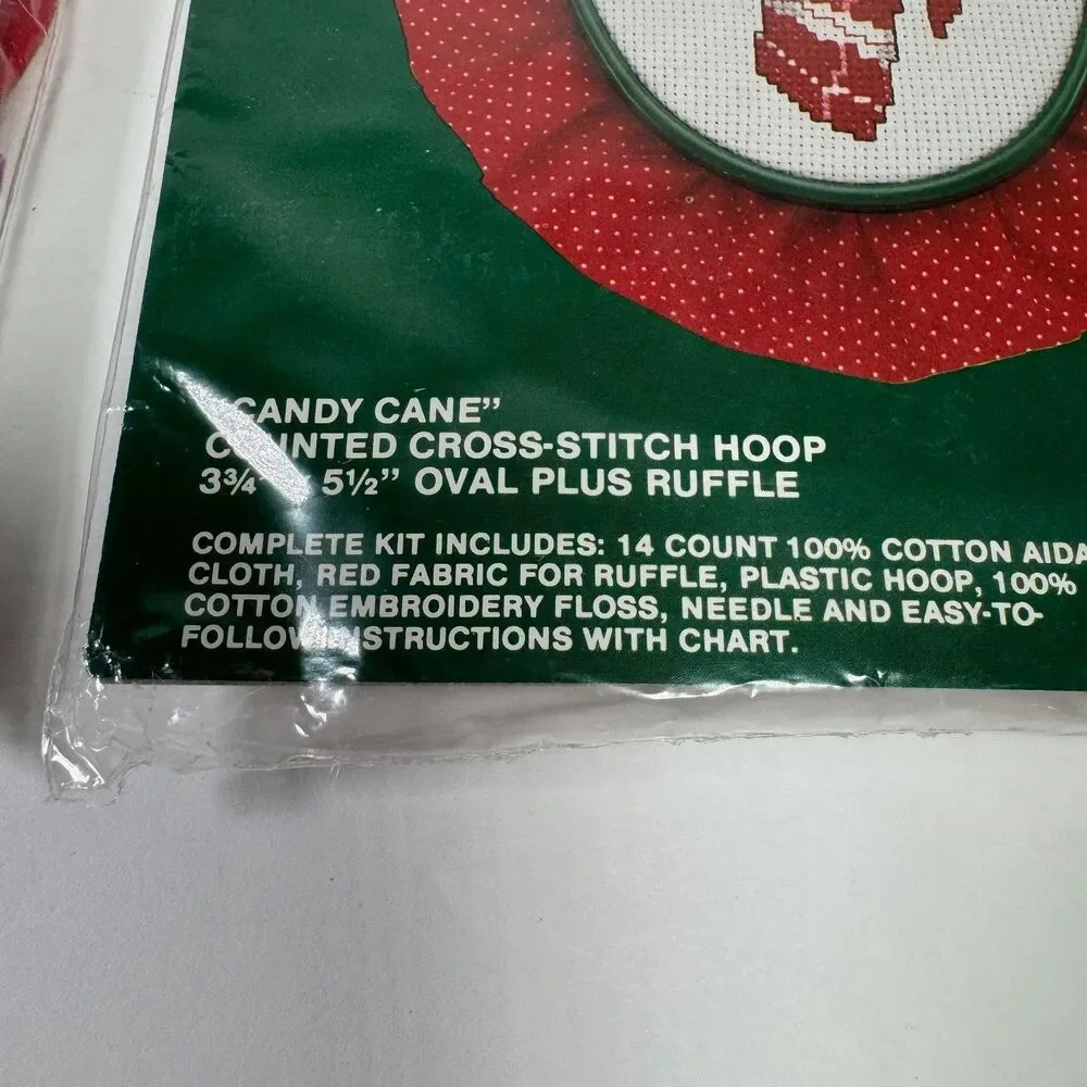 Bucilla Counted Cross Stitch Candy Cane Hoop Kit Santa & Toys Christmas LOT of 2